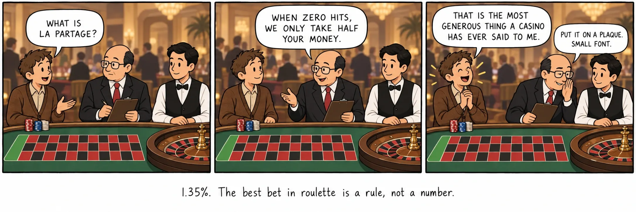 1,35%. Cửa cược tốt nhất trong roulette là một luật, không phải một con số.